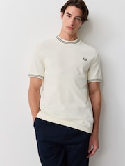 Fred Perry Natural Ribbed Jersey T-Shirt - Image 1 of 6