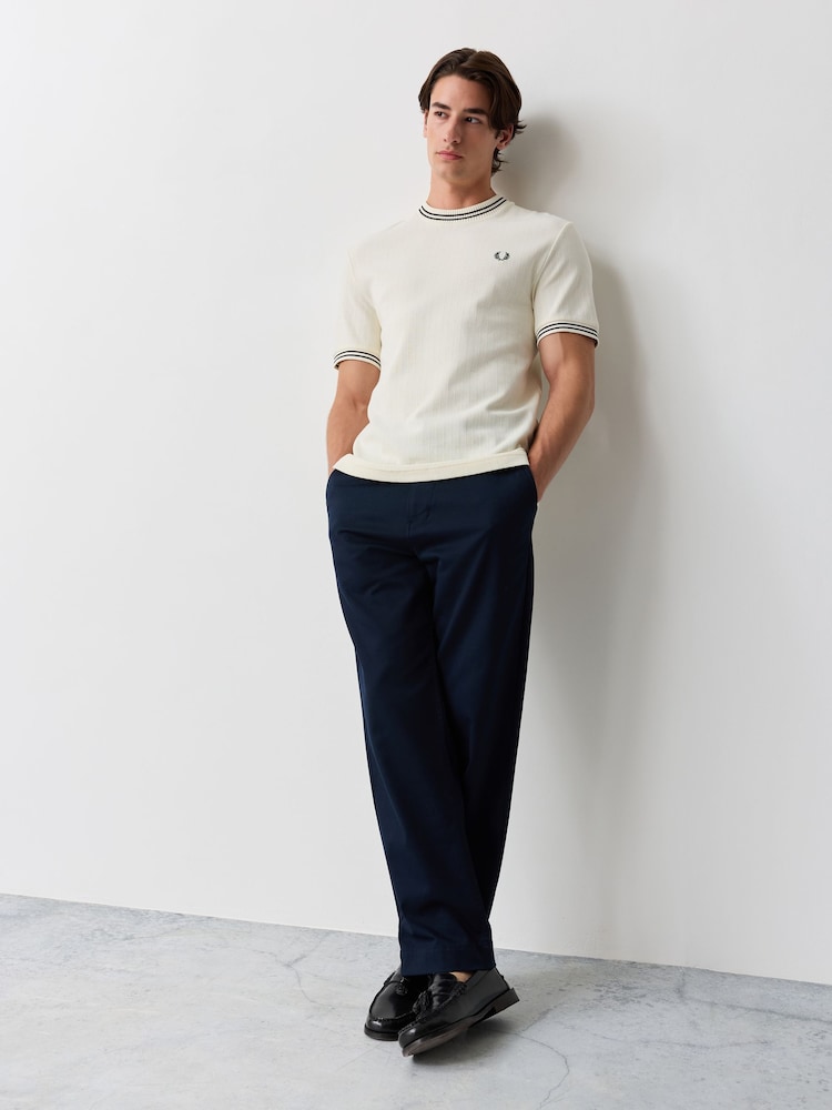 Fred Perry Natural Ribbed Jersey T-Shirt - Image 2 of 6