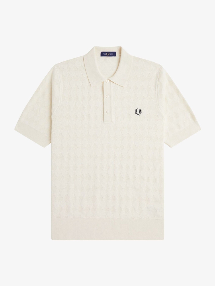 Fred Perry Natural Pointelle Knitted Shirt - Image 1 of 1