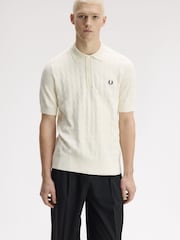Fred Perry Natural Pointelle Knitted Shirt - Image 2 of 5