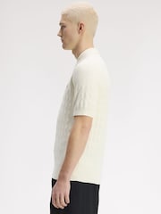 Fred Perry Natural Pointelle Knitted Shirt - Image 3 of 5