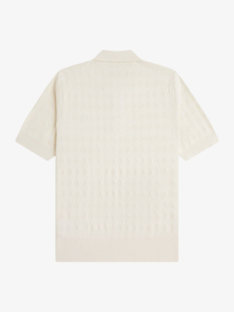 Fred Perry Natural Pointelle Knitted Shirt - Image 5 of 5
