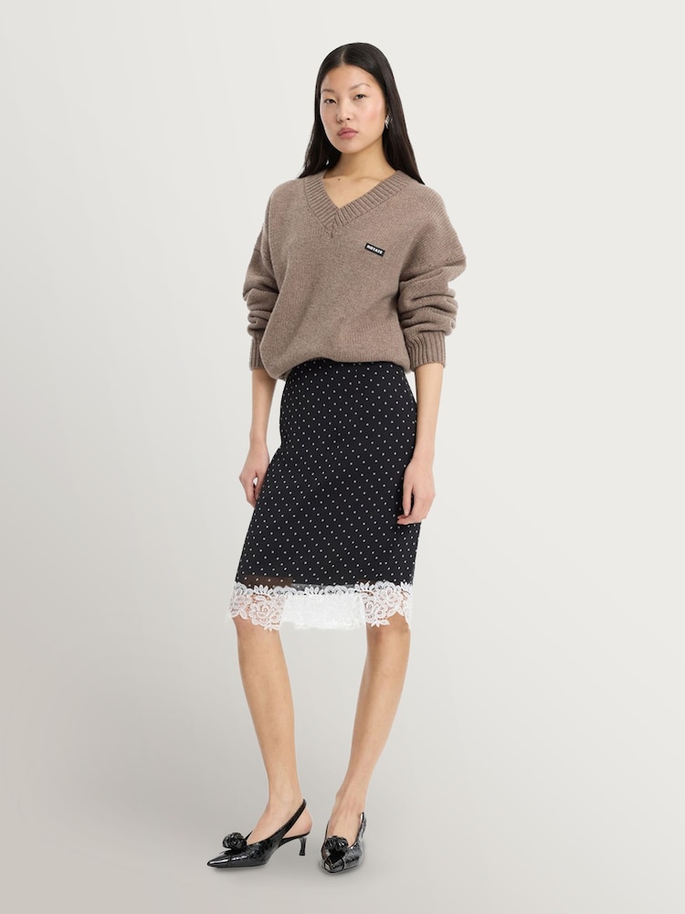 Rotate Black Laceband Polka Black Dot Pencilskirt - Image 2 of 6 Rotate Black Laceband Polka Black Dot Pencilskirt - Image 2 of 6