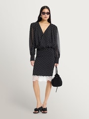 Rotate Black Laceband Polka Black Dot Pencilskirt - Image 4 of 6
