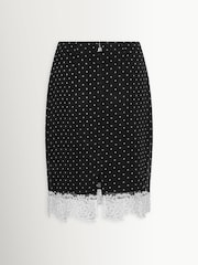 Rotate Black Laceband Polka Black Dot Pencilskirt - Image 5 of 6