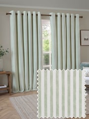 Yard Hebden Striped 100% Cotton Lined Eyelet Curtains - Imagen 1 de 6