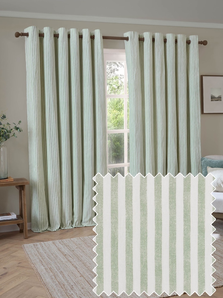 Yard Hebden Striped 100% Cotton Lined Eyelet Curtains - Imagen 1 de 6 Yard Hebden Striped 100% Cotton Lined Eyelet Curtains - Imagen 1 de 6
