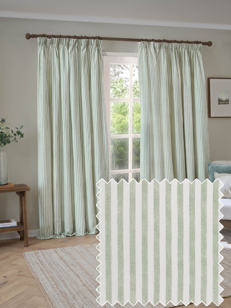 ستائر Hebden مخططة بكسرة مستقيمة ومبطنة من القطن 100% - صورة 1 من 6