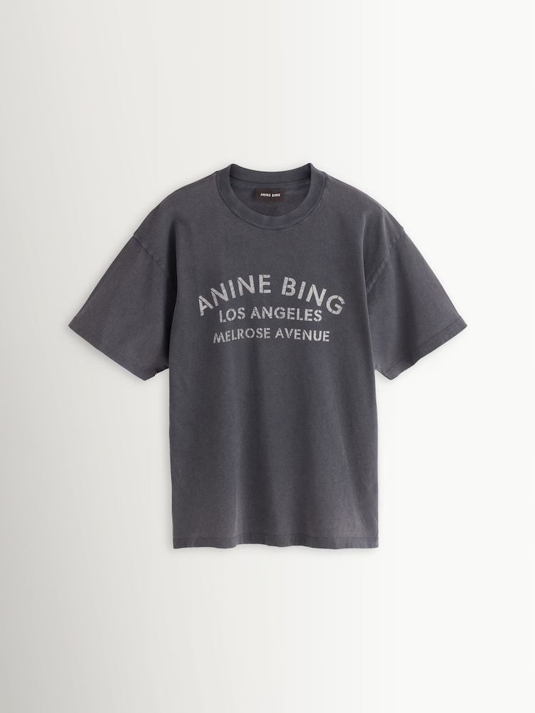ANINE BING Black Club 1984 Black Melrose Printed Cotton T-Shirt - Image 1 of 1