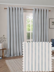 Yard Hebden Striped Cotton Blackout Eyelet Curtain - Imagen 1 de 6