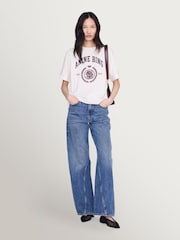 ANINE BING Ecru Jaylin Collegiate T-Shirt - Image 1 of 7