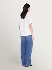 ANINE BING Ecru Jaylin Collegiate T-Shirt - Image 2 of 7