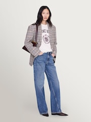 ANINE BING Ecru Jaylin Collegiate T-Shirt - Image 3 of 7