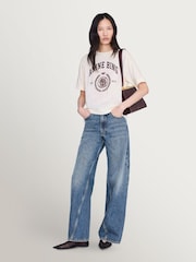ANINE BING Ecru Jaylin Collegiate T-Shirt - Image 5 of 7