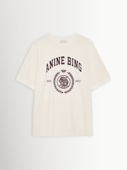 ANINE BING Ecru Jaylin Collegiate T-Shirt - Image 6 of 7