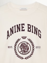 ANINE BING Ecru Jaylin Collegiate T-Shirt - Image 7 of 7