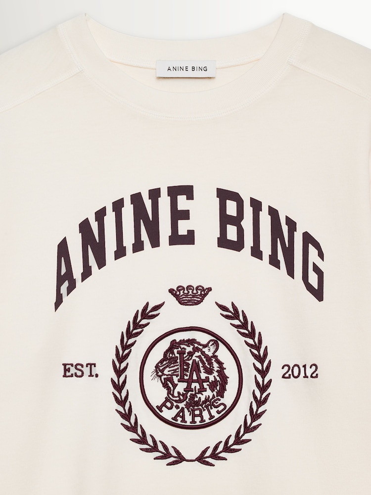 ANINE BING Ecru Jaylin Collegiate T-Shirt - Image 7 of 7 ANINE BING Ecru Jaylin Collegiate T-Shirt - Image 7 of 7