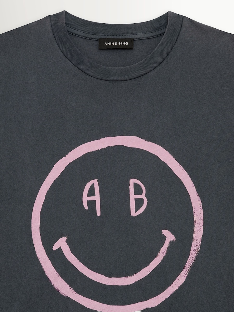 ANINE BING Grey Cade Smiley T-Shirt - Image 5 of 5 ANINE BING Grey Cade Smiley T-Shirt - Image 5 of 5