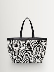 ANINE BING Black Medium Rio In Zebra Print Tote Bag - Image 1 of 5
