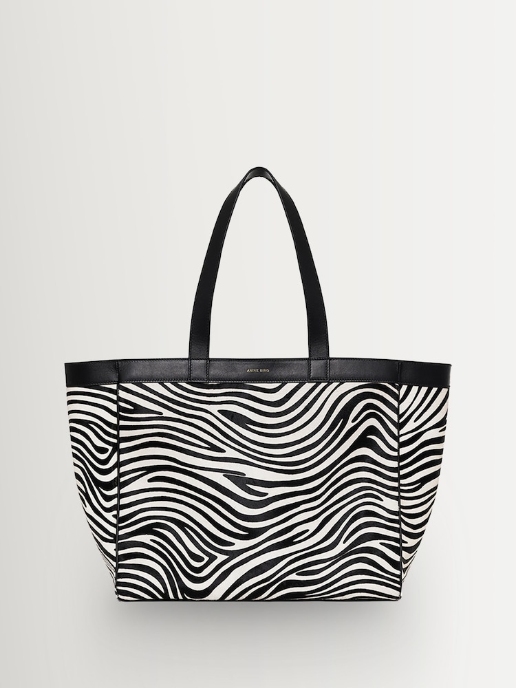 ANINE BING Black Medium Rio In Zebra Print Tote Bag - Image 1 of 5