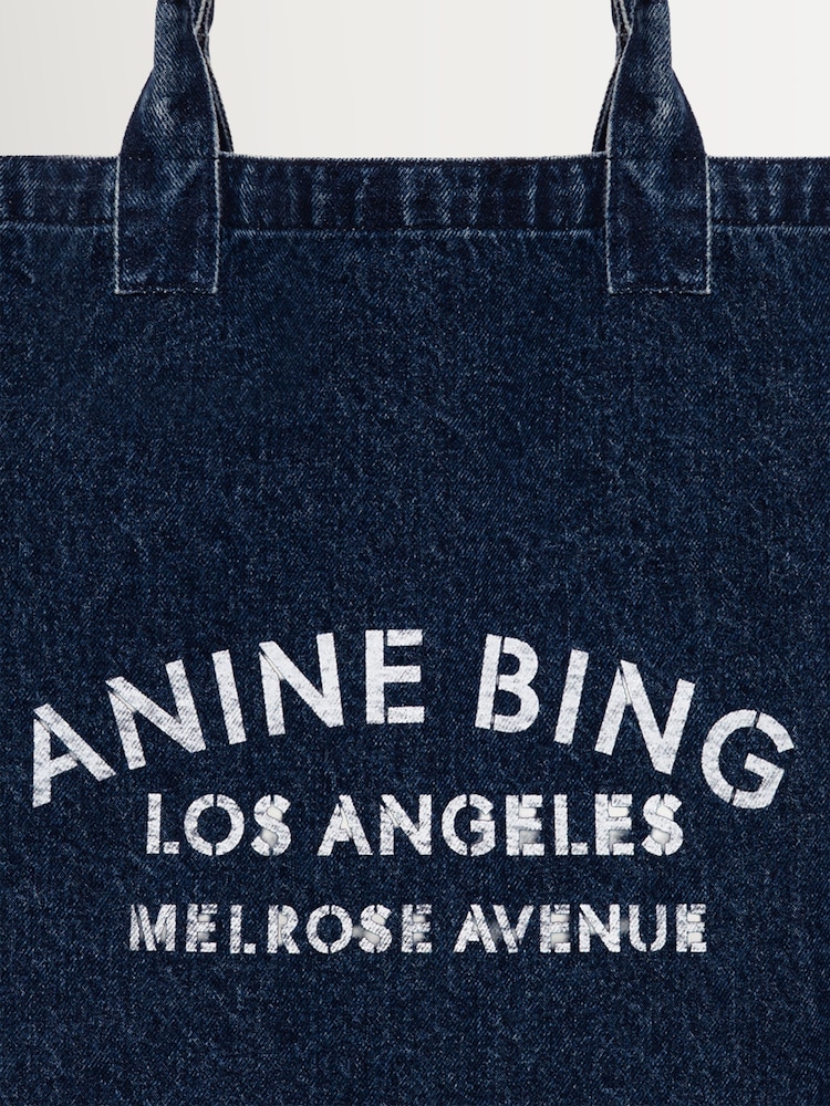 ANINE BING Blue Leo Denim Tote Bag - Image 8 of 8 ANINE BING Blue Leo Denim Tote Bag - Image 8 of 8
