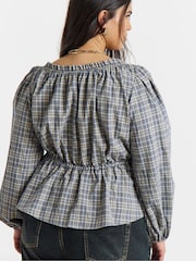 Simply Be Blue Cinch Square Neck Prarie Blouse - Image 3 of 4