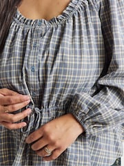 Simply Be Blue Cinch Square Neck Prarie Blouse - Image 4 of 4