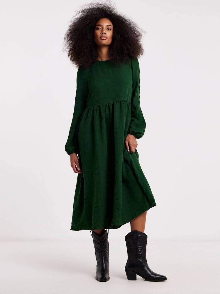 Simply Be Green Textured Pocket Midi Dress - Image 1 of 4