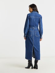 Simply Be Blue Statement Button Midaxi Denim Dress - Image 2 of 4