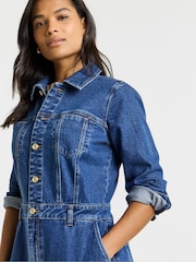 Simply Be Blue Statement Button Midaxi Denim Dress - Image 3 of 4