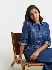 Simply Be Blue Statement Button Midaxi Denim Dress - Image 4 of 4