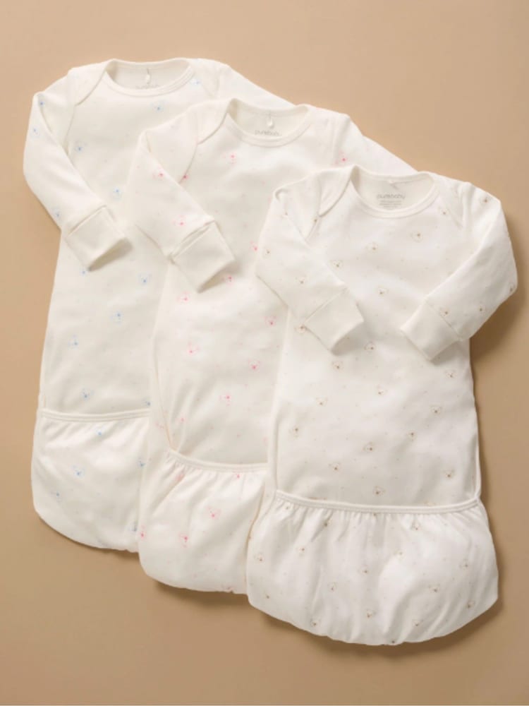Purebaby Off White Bear Print Sleepsuit  3 Pack - Image 1 of 6