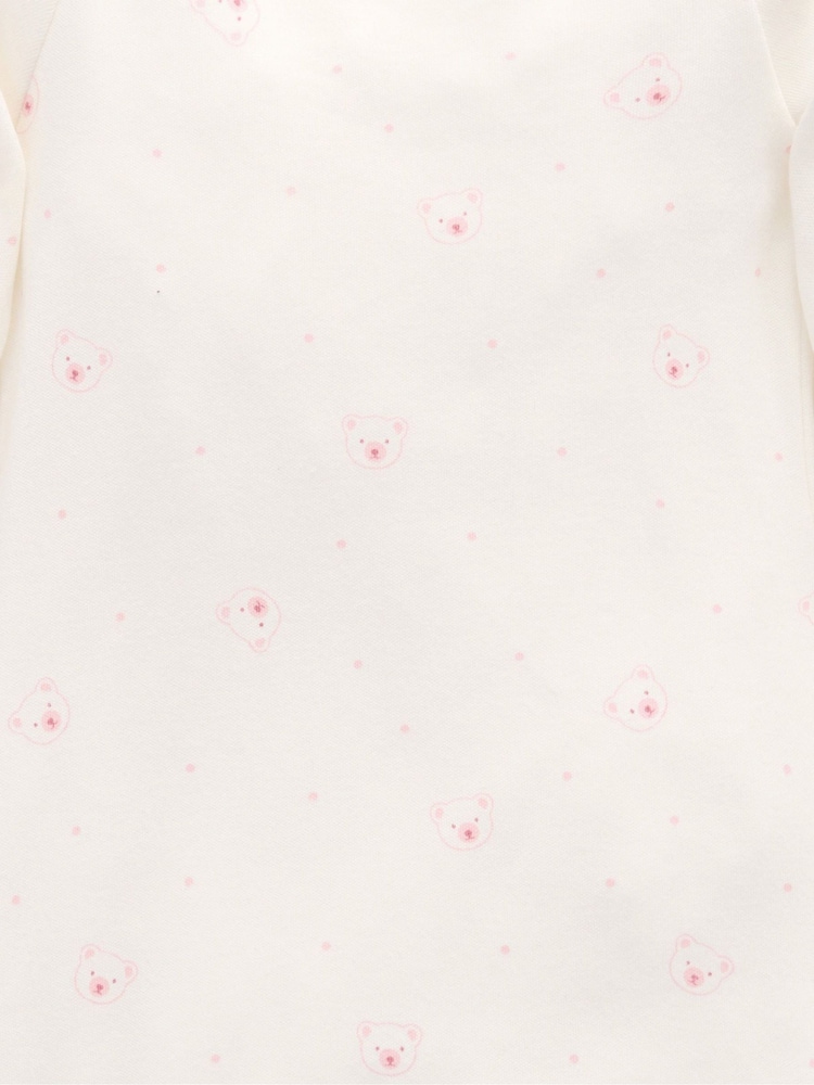 Purebaby Off White Bear Print Sleepsuit  3 Pack - Image 6 of 6