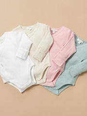 Purebaby Pink Pointelle Long Sleeve Wrap Bodysuit - Image 6 of 6