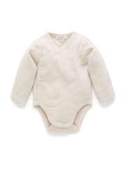 Бежевий - Purebaby Pointelle Long Sleeve Wrap Bodysuit - Image 1 of 5
