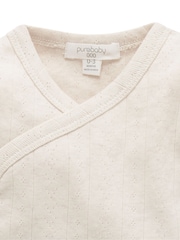 Бежевий - Purebaby Pointelle Long Sleeve Wrap Bodysuit - Image 3 of 5