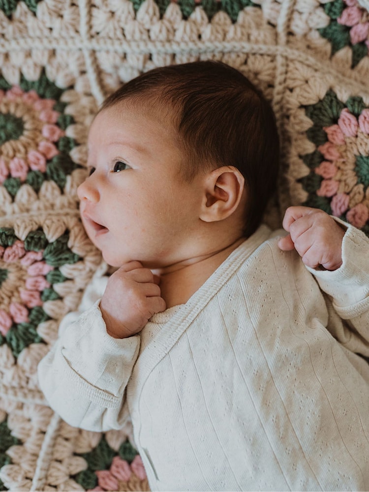 Бежевий - Purebaby Pointelle Long Sleeve Wrap Bodysuit - Image 5 of 5