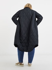 JD Williams Blue Reversible Borg Quilted Coat - Image 2 of 4