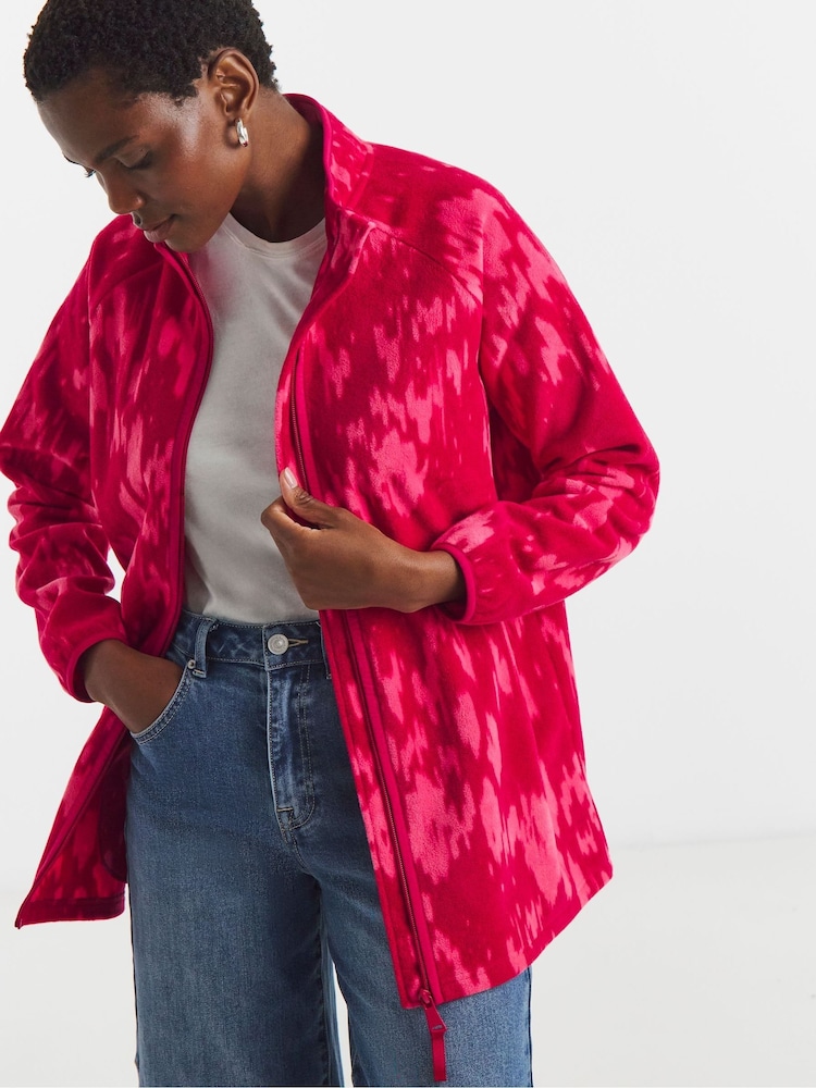 JD Williams Pink Zip Through Longline Fleece - Image 1 of 4
