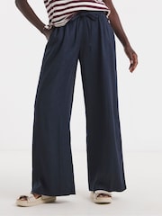 JD Williams Blue Linen Mix Wide Leg Joggers - Image 1 of 4