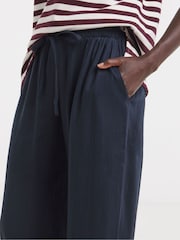 JD Williams Blue Linen Mix Wide Leg Joggers - Image 3 of 4