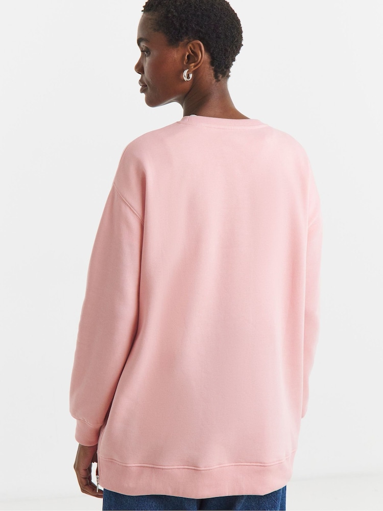 JD Williams Pink Side Zip Longline Sweater - Image 2 of 4