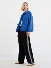 JD Williams Blue Nylon Pocket Zip Up Fleece Jacket - Image 3 of 4