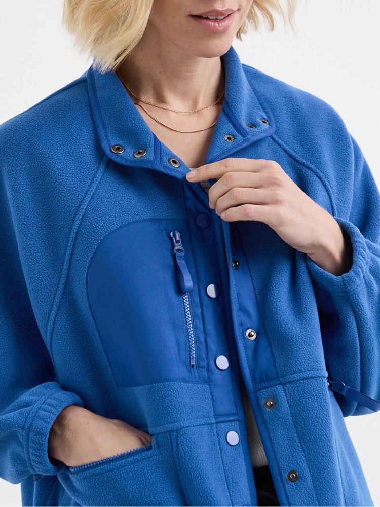 JD Williams Blue Nylon Pocket Zip Up Fleece Jacket - Image 4 of 4