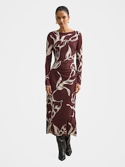 Forever New Brown Ally Petite Long Sleeves Midi Dress - Image 1 of 4