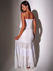 South Beach White Bandeau Broderie Detail Maxi Dress - Image 2 of 4