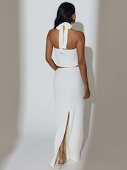 South Beach Cream Textured Sash Tie Maxi Skirt - Image 2 of 6