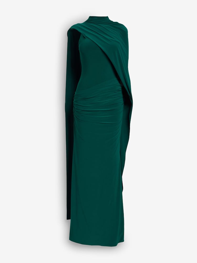 Buy Club L London Green Maeve | Bottle Green Cape-Sleeve Draped Maxi Dress from the Next UK online shop Buy Club L London Green Maeve | Bottle Green Cape-Sleeve Draped Maxi Dress from the Next UK online shop