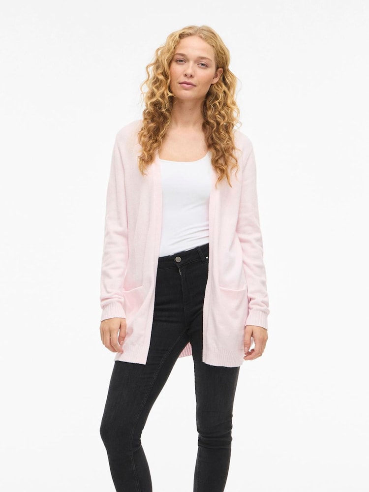 VILA Pink Long Sleeve Lightweight Knit Cardigan - Image 1 of 6