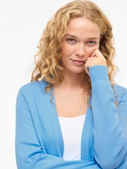 VILA Sky Blue Long Sleeve Lightweight Knit Cardigan - Image 3 of 5